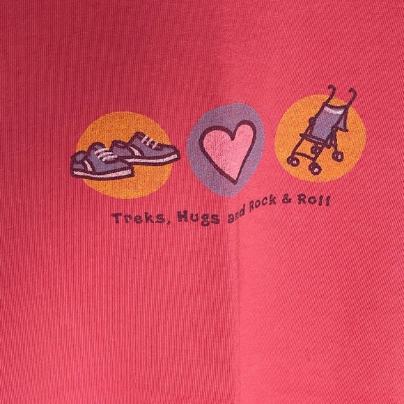 Life Is Good Pink Graphic Relaxed Tee “ Treks Hugs Rock& Roll” Women’s Medium - Picture 5 of 10